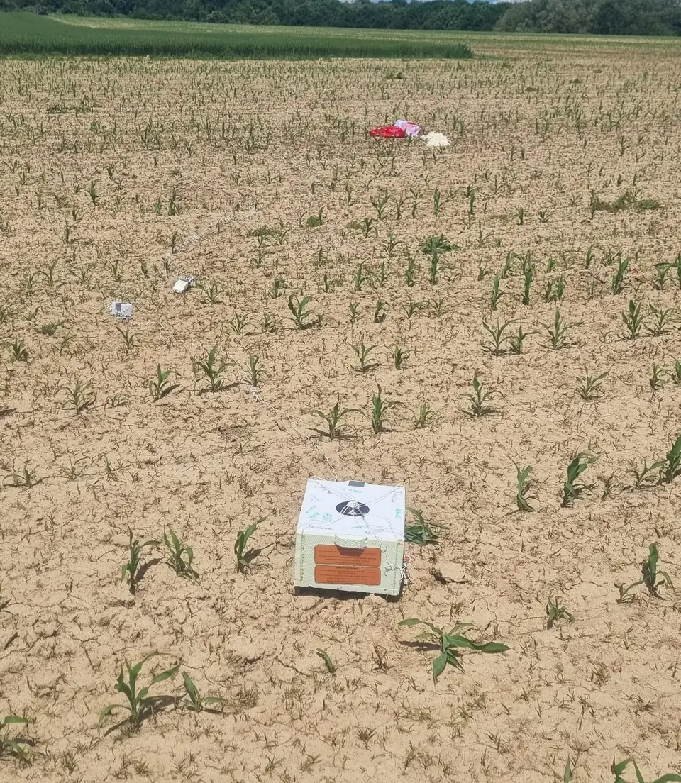 Recovered high-altitude payload after landing
